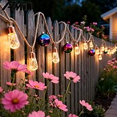 cheap Solar Outdoor Lights-Solar Powered Outdoor Garden Lights 8m 16 Bulbs Fairy String Lights Outdoor Waterproof 8 Lighting Modes for Fence Garden Party Wedding Camp Christmas Decoration