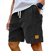 baratos Calções Estilo Casual-Homens Calção Shorts casuais Shorts de veludo cotelê Com Cordão Cintura elástica Côr Sólida Conforto Comprimento do joelho Diário Ao ar livre Streetwear Férias Moda Cáqui Preto Micro-Elástica