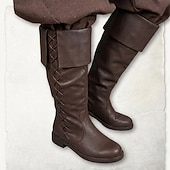 cheap Footwear-Medieval Renaissance Shoes Flat Jazz Boots Viking Crusader Fancy Dress Men's Unisex Pirate Steampunk Halloween Carnival Masquerade Party / Evening LARP Ren Faire Adults' Shoes