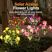 cheap Landscape Lights-LED Solar Flower Lights Rhododendron Outdoor Simulated Flower Lamp LED Artificial Flower Floor Insertion Lamp  Garden and Courtyard Decorative Lights Holiday Party Decorative Lights