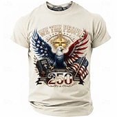 abordables Camisetas Patrióticas 250-4 de julio de 2026, 250 aniversario Hombre Águila Bandera de EE. UU. Camiseta Manga Corta Camiseta Impresión 3D Cuello Barco Camisa Patriótico Diario Festival Azul Piscina Negro Blanco Verano