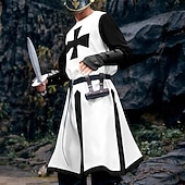 cheap Tops-Retro Vintage Medieval 17th Century Masquerade Tunic Knight Ritter Viking Crusader Fancy Dress Men's Viking Fantasy Masquerade Party / Evening Adults' Leotard / Onesie