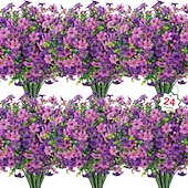  24 Bundles Artificial Flowers for Outdoors Fake Silk Flowers UV Resistant Faux Plastic Plants for Spring Summer Garden Porch Window Box Table Vase Home Indoor Outdoor Decoration, Mixed