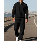 cheap Tracksuits-Men's Tracksuit Jogging Suit Workout Suits Drawstring with Pocket Solid Colored Athletic Clothing Set Fall Black White Outdoor Travel Sports Windproof Warm Breathable Long Sleeve Sport Activewear