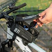 baratos Evento e suprimentos de festa-Bolsa para bicicleta com compartimento para celular de 7 polegadas, impermeável, para quadro frontal, compatível com telas sensíveis ao toque, ideal para mountain bike e bicicletas de estrada. Feita
