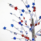 abordables Luces decorativas-Árbol de Navidad con luces LED de la bandera estadounidense para el 250 aniversario del 4 de julio, con los colores rojo, blanco y azul. Lámpara decorativa LED para interiores. &amp;al aire libre, sala de