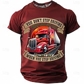  Men's You Don't Stop Driving When You Get Old Graphic T Shirt Red Semi Truck Driver Funny Regular Fit Designer Clothing Apparel S M L XL XXL XXXL