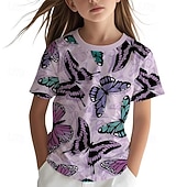 economico Animali 3D della Ragazza-Ragazze 3D Grafico Farfalla Maglietta Manica Corta Stampa 3D Estate Primavera Sport Moda Streetwear Bambini 5-12 anni Girocollo Casuale Quotidiano All'aperto Vestibilità regolare