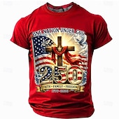  4 luglio 2026 250° Per uomo Bandiera degli Stati Uniti 1776 Maglietta Manica Corta maglietta Stampa 3D Girocollo Camicia Patriotico Quotidiano Festival Blu Nero Bianco Estate Primavera Abbigliamento