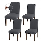 abordables Funda para silla de comedor-Fundas para sillas de comedor de 4/6 piezas, ajustables, elásticas y universales, tipo Parsons, con protectores de asiento extraíbles y lavables a máquina.