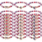 baratos 250º Aniversário dos EUA-Conjunto de 15/30 pulseiras elásticas patrióticas vermelhas, brancas e azuis para mulheres, pulseiras retrô boho de argila polimérica com miçangas para a celebração do 250º aniversário, joias para o