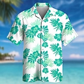 abordables Plantes tropicales-Homme Fleuri Cocotier Plantes Tropicales Chemise hawaïenne Chemises tropicales Chemise Aloha Manche Courte Hawaïen Quotidien Vacances à la Plage Été Printemps Col Rabattu Impression 3D Chemises