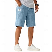  Voor heren Korte broek Linnen korte broek Zomer korte broeken Casual korte broek Trekkoord Elastische taille Effen Lichtgewicht Ademend Knielengte Dagelijks Buiten Feestdagen Vakantie Modieus blauw