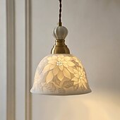 preiswerte Wandleuchten-Elegante Pendel-/Wandleuchte mit Rosenkeramik-Motiv (E27), Vintage-Bauernhausstil, höhenverstellbarer Kronleuchter für Cafés, Restaurants und Flure