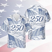  4 luglio 2026 250° Per uomo Bandiera Americana Camicia Camicia Estiva Camicia con Bottoni Manica Corta Patriotico Quotidiano Abbigliamento casual alla moda Estate Primavera Collo ripiegato Stampa 3D