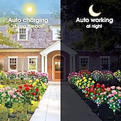 cheap Landscape Lights-LED Solar Flower Lights Rhododendron Outdoor Simulated Flower Lamp LED Artificial Flower Floor Insertion Lamp  Garden and Courtyard Decorative Lights Holiday Party Decorative Lights