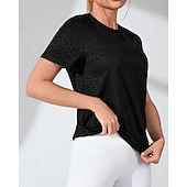 billiga Löpar-T-shirts och linnen-Dam Solid färg T-shirt för jogging Löpartopp Sport topp Sommar Vår Kortärmad Snabb tork Fuktabsorberande Andningsfunktion Gymträning Tennis Golf Löpning Svart Sportkläder Sportkläder