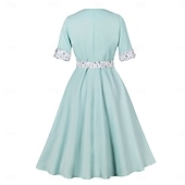 cheap Dresses-1950s Retro Vintage Tea Length Dress Swing Dress Flare Dress Short Sleeves Solid Color Fit &amp; Flare Fancy Dress Women's Valentine's Day Tea Party Casual Daily Adults' Dress Spring &amp; Summer