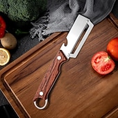 baratos Utensílios para cozinhar e guardar Fruta &amp; Vegetais-2 Pcs 3 in 1 Multifunctional Vegetable Peeler With Hanging Hole, Stainless Steel Bottle Opener and Grater with Plastic Handle, Kitchen Gadgets Tool for Potatoes Fruit Garlic Carrots