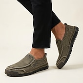 cheap Slip-On Casual Shoes-Men's Gray Slip-On Casual Loafers Lightweight Comfort Walking Shoes Soft Rugged Everyday Footwear for Daily Wear, Travel, Driving, Outdoor Leisure and Weekend Relaxation