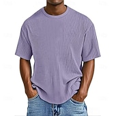 economico T-shirt in maglia waffle-Per uomo Maglietta Waffle Maglietta Camicia a Maniche Corte Manica Corta Girocollo Estate Primavera Tinta unica Streetwear Elegante Tempo libero Jacquard Quotidiano All'aperto Vacanza Bianco Nero