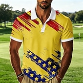  4th of July 2026 250th Men's American US Flag Sports Polo Shirts Short Sleeve Polo Shirts Collared Shirts Casual Athleisure Daily Wear Festival Wear 3D Print Buttons Breathable Mesh Spring & Summer