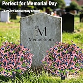 baratos Flor artificial-12 ramos de flores artificiais patrióticas com folhas de eucalipto, decoração vermelha, branca e azul para o 250º aniversário dos EUA, Dia da Memória e Dia dos Veteranos.