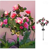 cheap Landscape Lights-LED Solar Flower Lights Rhododendron Outdoor Simulated Flower Lamp LED Artificial Flower Floor Insertion Lamp  Garden and Courtyard Decorative Lights Holiday Party Decorative Lights