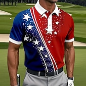  Giorno dell'Indipendenza Americana Per uomo Bandiera Americana Polo Sportivi Manica Corta Magliette polo Camicie con Colletto Casual Athleisure Abbigliamento quotidiano Stampa 3D Bottoni Primavera