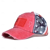 preiswerte U.S. 250. Jahrestag-Bold Freedom Ponytail Cap, patriotische Baseballkappe mit Used-Look und amerikanischer Flagge für Damen, Trucker-Cap aus gewaschener Baumwolle, verstellbarer Sonnenhut mit Klettverschluss zum 250.