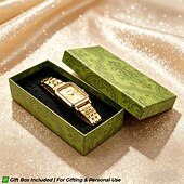 tanie Zegarki kwarcowe-damski złoty zegarek vintage, prostokątny, kwarcowy zegarek na rękę z małą tarczą, elegancka bransoleta ze stali nierdzewnej, luksusowy zegarek z cyframi rzymskimi, biżuteria, prezent dla niej
