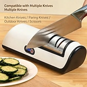 お買い得  キッチン用品＆小物-キッチン用電動ナイフ研ぎ器 多機能自動プロ仕様 4段階ギア電動ナイフ研ぎ器 キッチンアクセサリー 高速研ぎ石 家庭用キッチン 全自動ナイフ研ぎ機