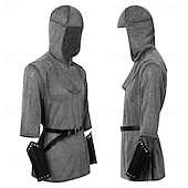 cheap Outfits-Retro Vintage Medieval Renaissance Armor Shirt Tunic Knight Ritter Crusader Celtic Knight Fancy Dress Men's Viking Halloween Carnival Masquerade Performance Stage Renaissance Fair Adults Shirt Shawl
