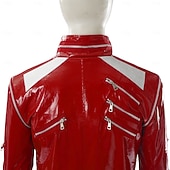 preiswerte Herrenkostüme-Popstar der 80er Sänger Kostüm mit roter Jacke Ausgefallene Kostüme Musik- und Bühnenikonen Retro Vintage 1980er for Herren Erwachsene Halloween Karneval Buchwoche Party Leistung Symphonie der