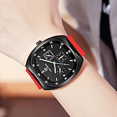 abordables Relojes de Cuarzo-Reloj de lujo para hombre, cronógrafo cuadrado de moda, reloj de pulsera de cuarzo para hombre, resistente al agua, deportivo, casual, con correa de silicona, luminoso, multifunción, correa marrón,