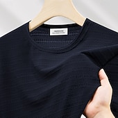 cheap Basic T shirts-Men's T Shirt Short Sleeve Shirt Tee Top Short Sleeve Crew Neck Summer Spring Solid Color Streetwear Stylish Leisure Hollow Out Casual Daily Outdoor Blue Dark Grey Black Top Tee for Men