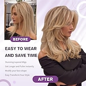 cheap Older Wigs-Short Dark Grey Mix Black Layered Wig with Curtain Bangs,Synthetic Gray Layered Wavy Middle Part Butterfly Wigs for Black White Women Daily Party Cosplay Costume 18Inch