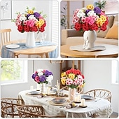  6 Bundles Artificial Geraniums Silk Artificial Flowers for Outdoor Indoor, Realistic UV Resistant Faux Geraniums, Fake Plants for Patio Porch Yard Garden Cemetery Home Table Centerpiece Decor