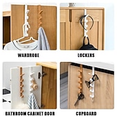baratos Arrumação e Organização-Cabideiro de porta para roupas, organizador de plástico para pendurar roupas na porta, com barra para pendurar bolsas, ideal para quarto e banheiro. &amp;Prateleira para porta de armário