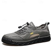 baratos Sapatos Casuais com Cadarço-Tênis aquáticos masculinos bege para atividades ao ar livre - respiráveis, de secagem rápida, com cadarço, ideais para caminhadas na praia, atividades aquáticas, viagens ao ar livre e uso casual no verão.