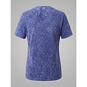  softfade™ camiseta de mujer 100% algodón camisa de algodón tops lavados vintage lavado ácido lavado vintage liso moda vintage elegante manga corta cuello redondo tops largos casual diario para salir rosa+naranja