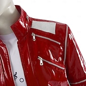 preiswerte Herrenkostüme-Popstar der 80er Sänger Kostüm mit roter Jacke Ausgefallene Kostüme Musik- und Bühnenikonen Retro Vintage 1980er for Herren Erwachsene Halloween Karneval Buchwoche Party Leistung Symphonie der