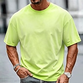 economico Magliette grafiche da uomo-Per uomo Tinta unica Camicia lavata con acido Maglietta pesante Manica Corta maglietta DTG Girocollo Camicia Moda Quotidiano Streetwear Ferie Nero Rosa Viola Primavera &amp; Estate Abbigliamento S M L XL
