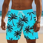ieftine Plante și flori tropicale-Bărbați Copac de cocos Plante tropicale Boxeri înot Costume de baie Pantaloni scurți de baie Pantaloni Scurti Talie medie Hawaiană Zilnic Vacanta la plaja Buzunare laterale Căptușeală din plasă Talie