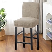 cheap Dining Chair Cover-Stretch Polar Fleece Short Back Chair Cover - Elastic Bar Stool Slipcover for Counter Height Chairs, Soft Washable Dust-Proof Seat Protector