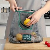preiswerte Aufbewahrung &amp; Organisation-Platzsparender Hängebeutel für die Küche, atmungsaktiver Netzbeutel für Obst und Gemüse, tragbarer Organizer, robuster, wiederverwendbarer Netzbeutel zur Aufbewahrung von Obst, Gemüse, Knoblauch und