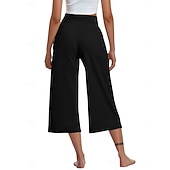 economico gamba larga e vita alta-Per donna Pantaloni capri Pantaloni da yoga Gamba larga Moda Streetwear Casual Lunghezza al polpaccio Misura del girovita medio Semplice Tasca Comodo Comodità Morbido Elasticizzato All'aperto Vacanza