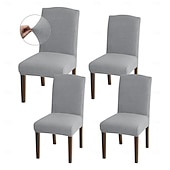 abordables Funda para silla de comedor-Fundas para sillas de comedor de 4/6 piezas, ajustables, elásticas y universales, tipo Parsons, con protectores de asiento extraíbles y lavables a máquina.