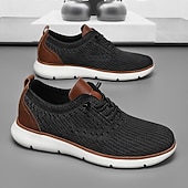 cheap Casual Lace-Up Shoes-Men's Taupe Knit Lace-Up Casual Sneakers Breathable Lightweight Walking Shoes Soft Comfort Footwear for Daily Wear, Travel, Commuting and Weekend Leisure