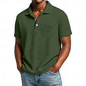 cheap Men's Classic Polo-Men's Golf Shirt Waffle Knit Polo Shirt Casual Business Classic Short Sleeve Fashion Modern Solid Color Plain Buttons Summer Spring All Seasons Regular Fit White Light Green Burgundy Navy Blue Dark